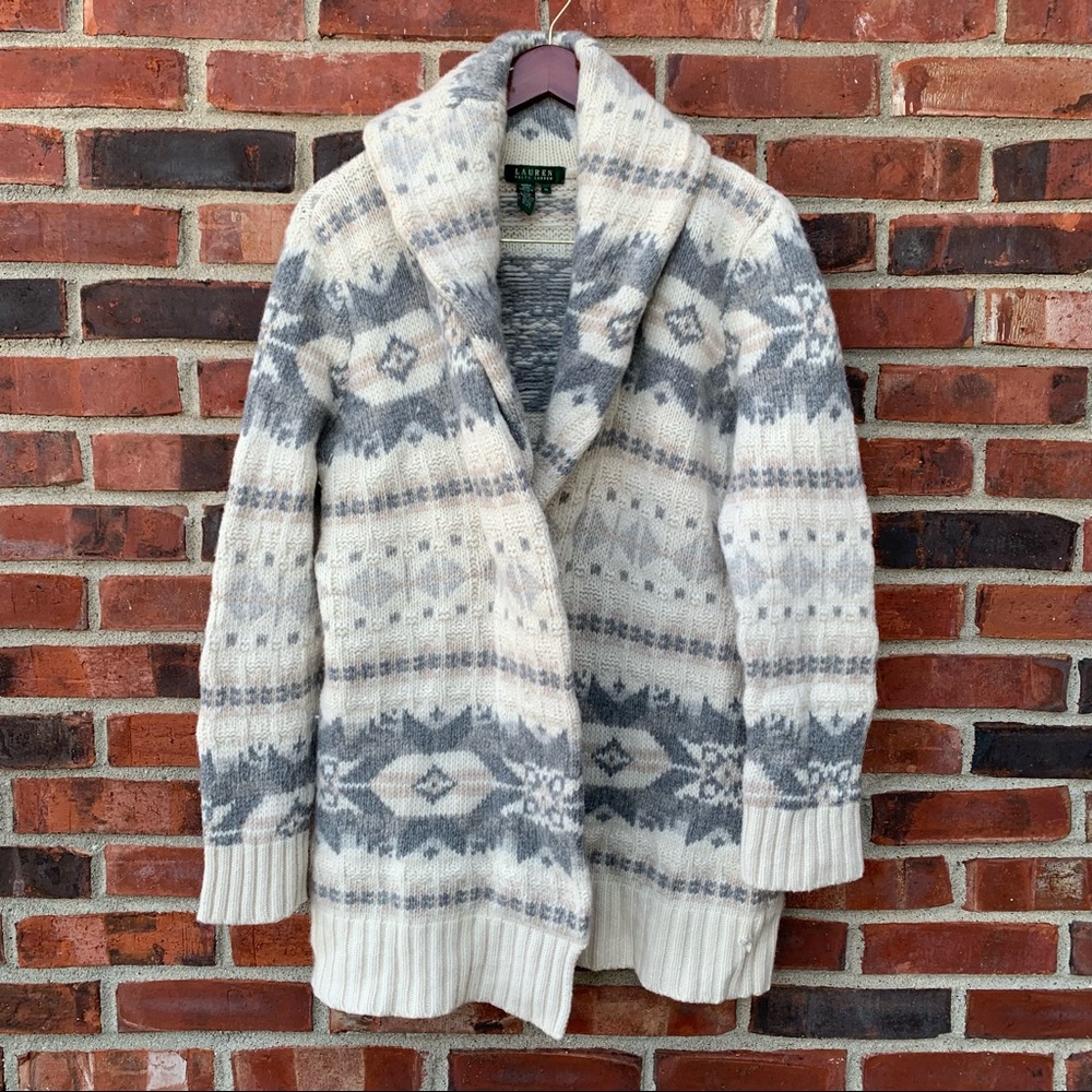 Lauren Ralph Lauren Gray and Cream Cardigan